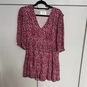 ba&sh Red and White Ruffled Mini Sundress